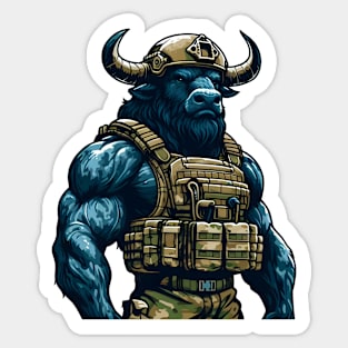 Tactical Minotaur Power Tee: Where Mythical Might Meets Modern Strength Sticker